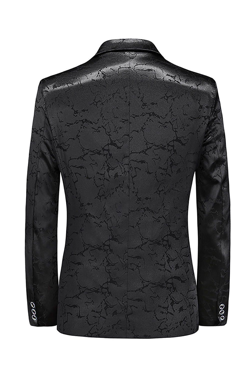 Black Notched Lapel One Button Men's Formal Blazer with Pockets