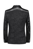Black Notched Lapel One Button Men's Formal Blazer with Pockets