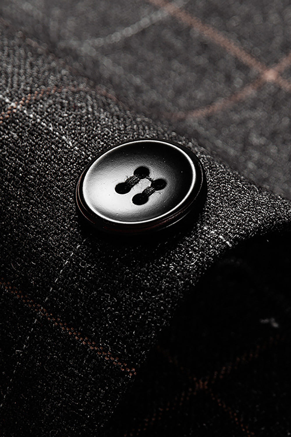 Men's Dark Grey Plaid Notched Lapel Formal Blazer