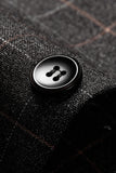 Men's Dark Grey Plaid Notched Lapel Formal Blazer