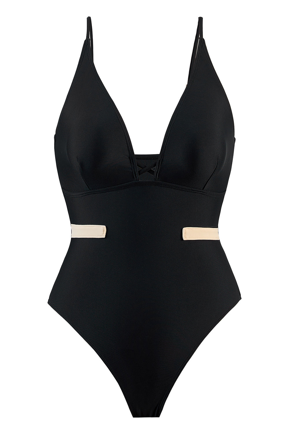 Classic Black Strappy One-Piece Spaghetti Straps Bikini