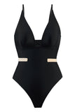 Classic Black Strappy One-Piece Spaghetti Straps Bikini
