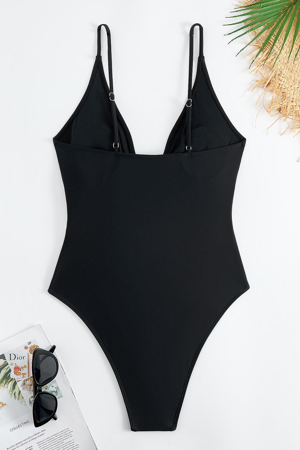 Classic Black Strappy One-Piece Spaghetti Straps Bikini