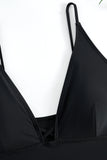 Classic Black Strappy One-Piece Spaghetti Straps Bikini