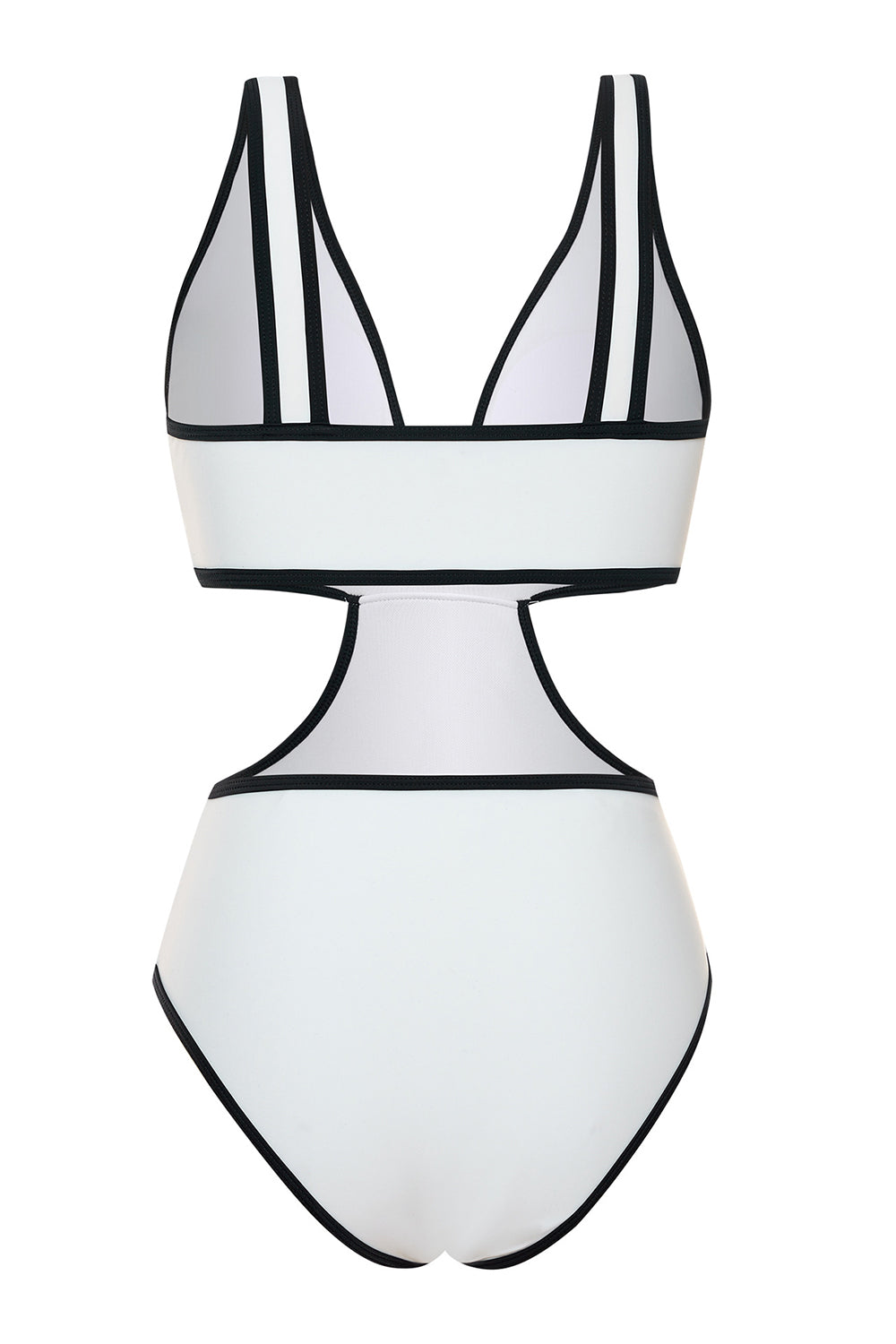 White Cut Out One-Piece V Neck Bikini with Bow