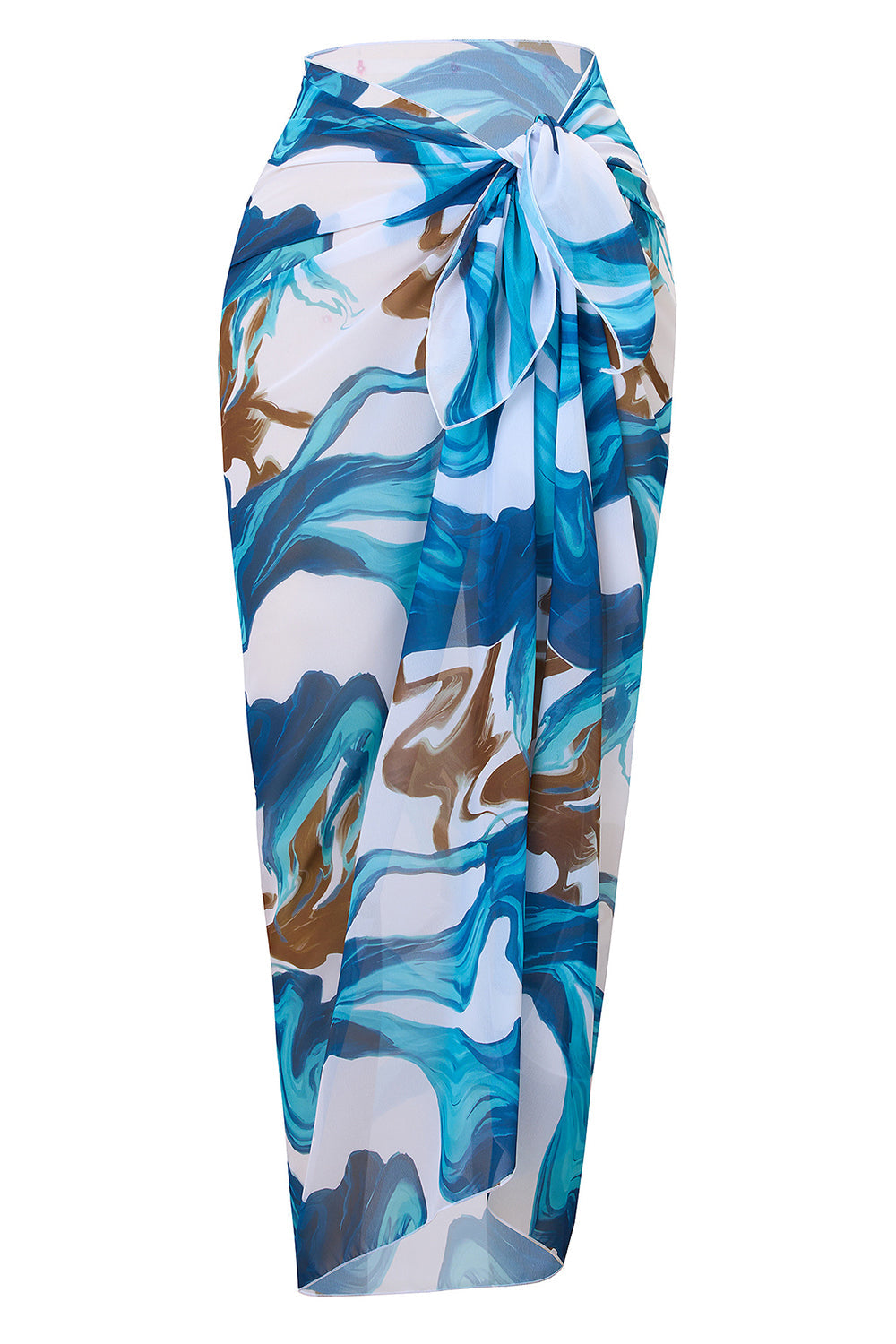 Blue Print Spaghetti Straps One Piece Swimsuit with Cover Up