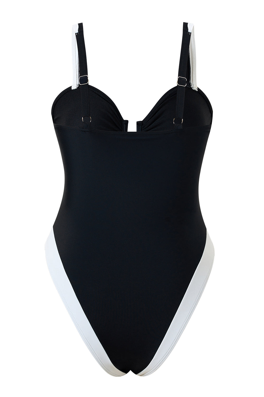 White Spaghetti Straps One Piece Ruched Bikini