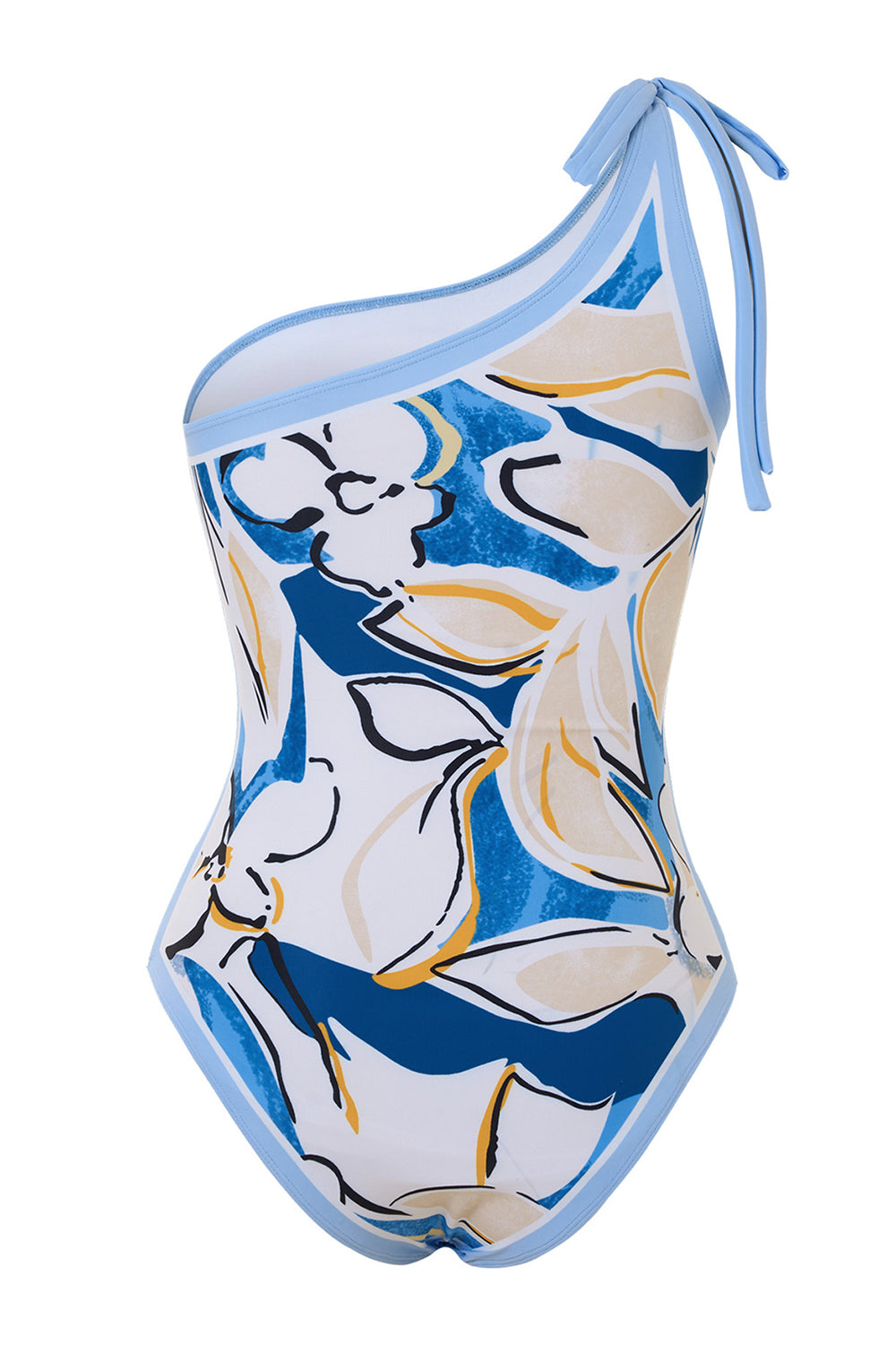 Blue Print One Piece One Shoulder Beach Bikini