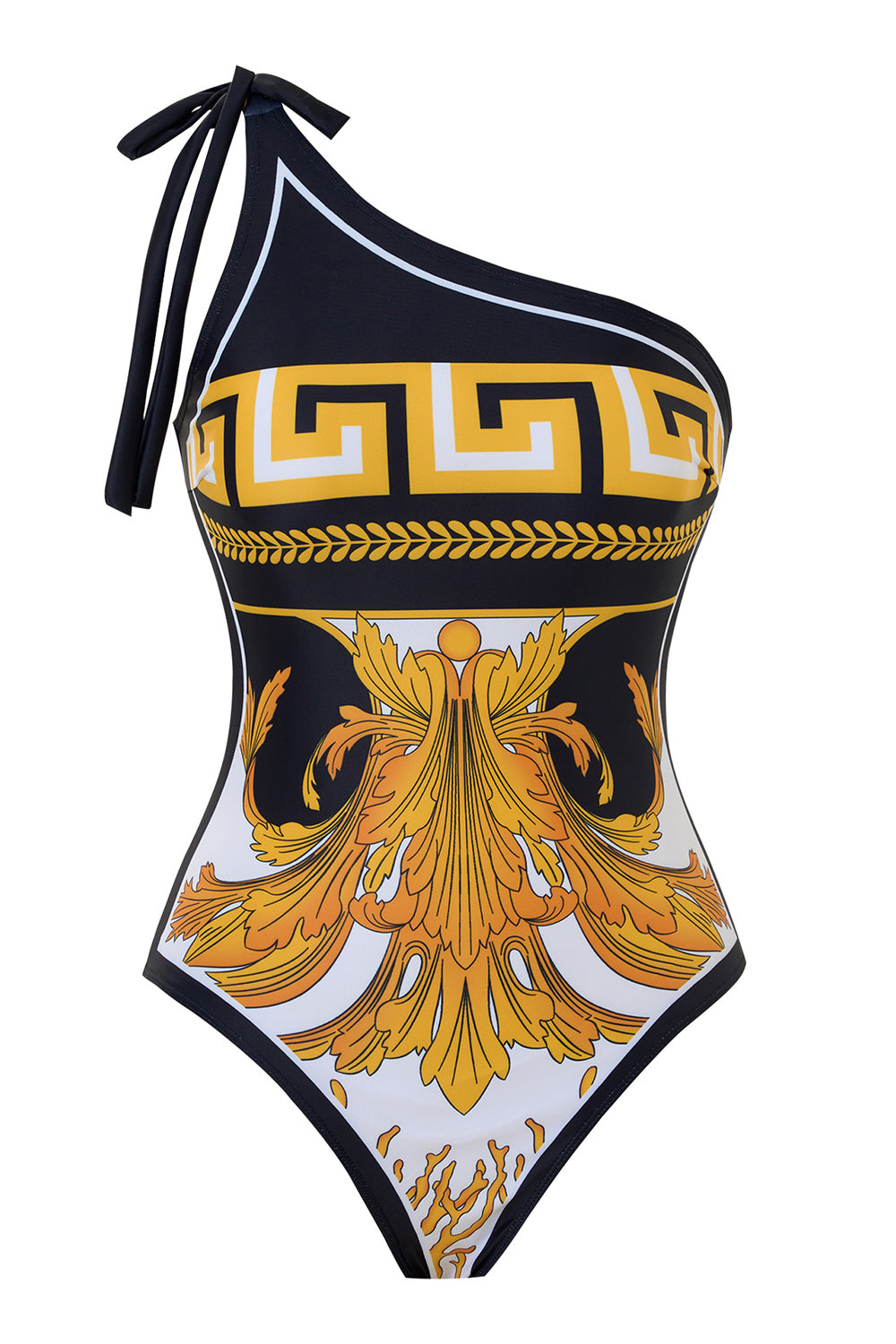 Golden Print One Shoulder One Piece Bikini