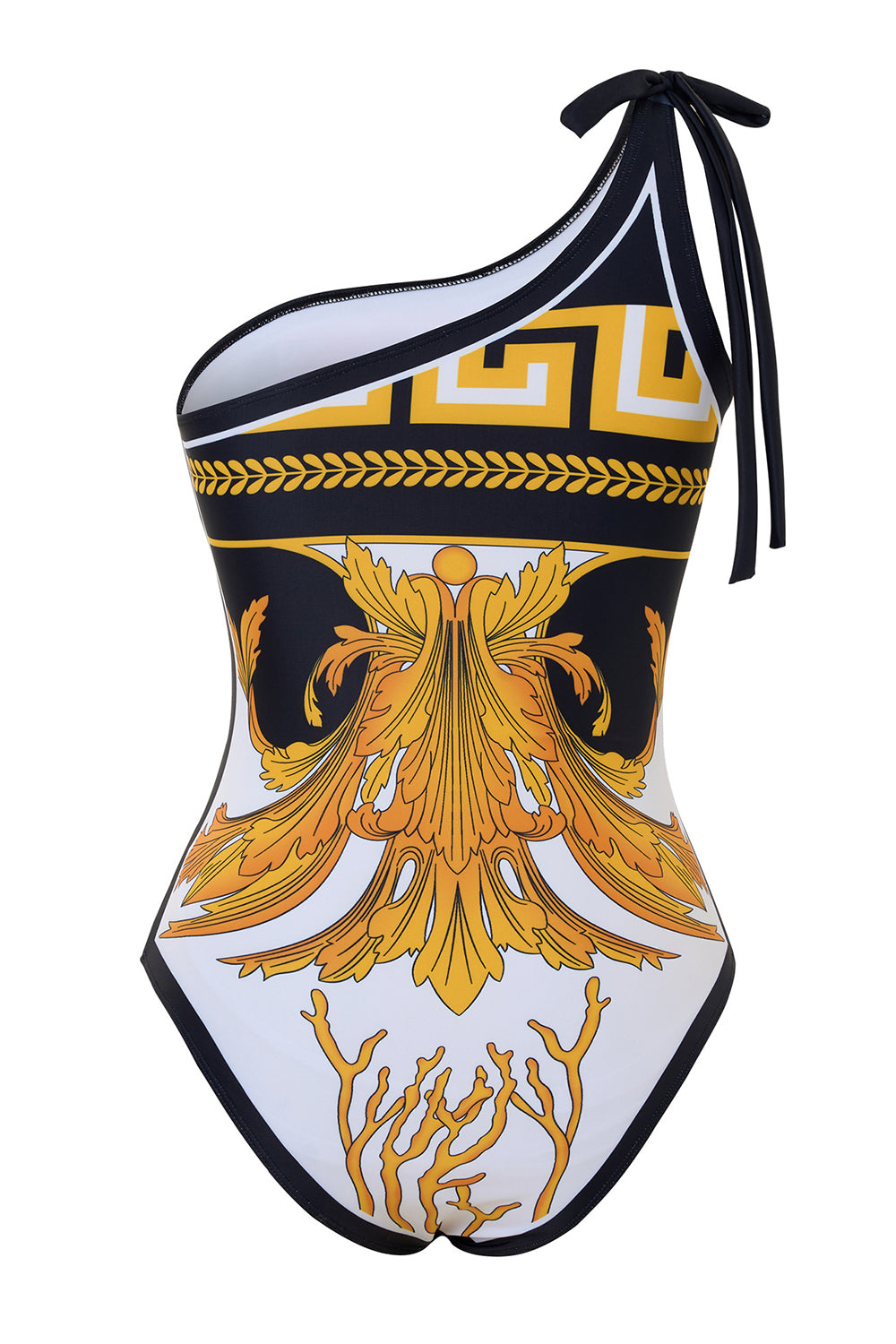 Golden Print One Shoulder One Piece Bikini