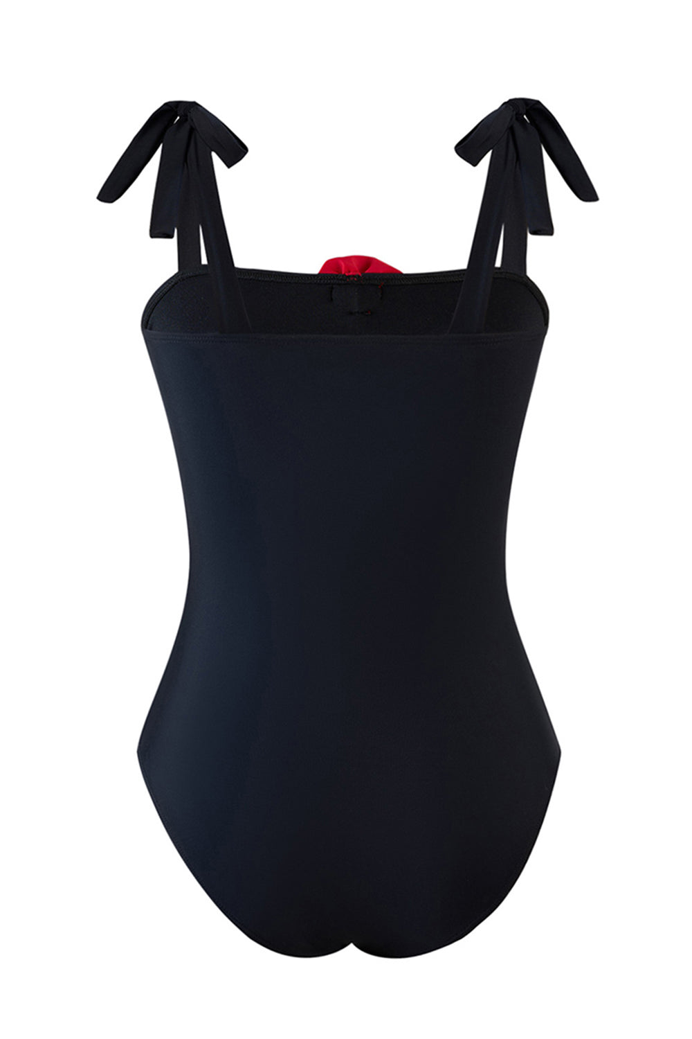 Black 3D Flower One Piece Spaghetti Straps Swimwear with Cover Up