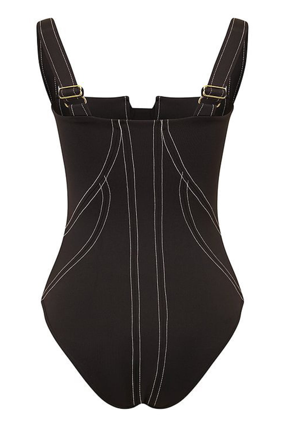 Black Sleeveless One Piece Square Neck Swimwear with Pants