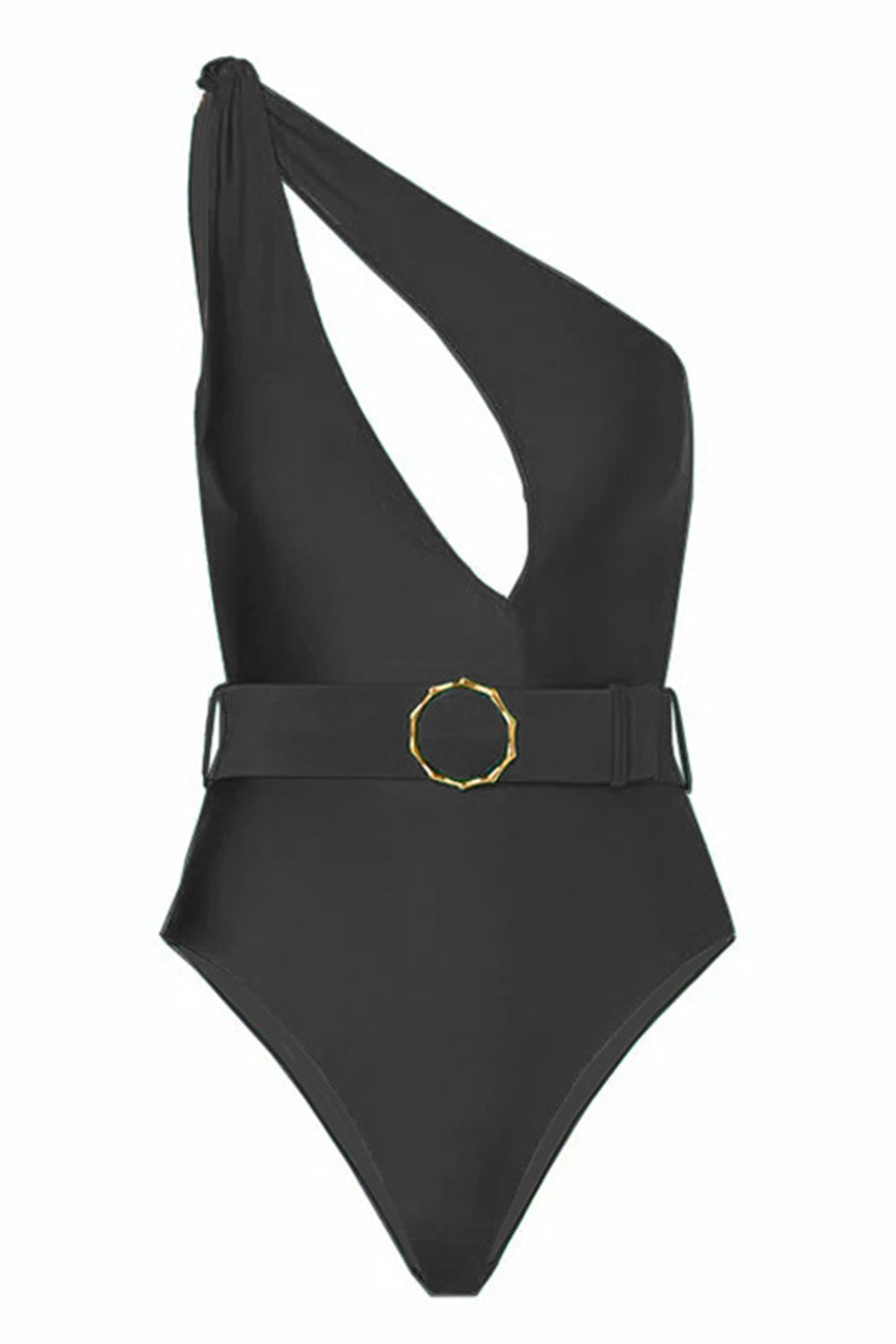 Black One Piece Cut Out Beach Bikini with Cover Up