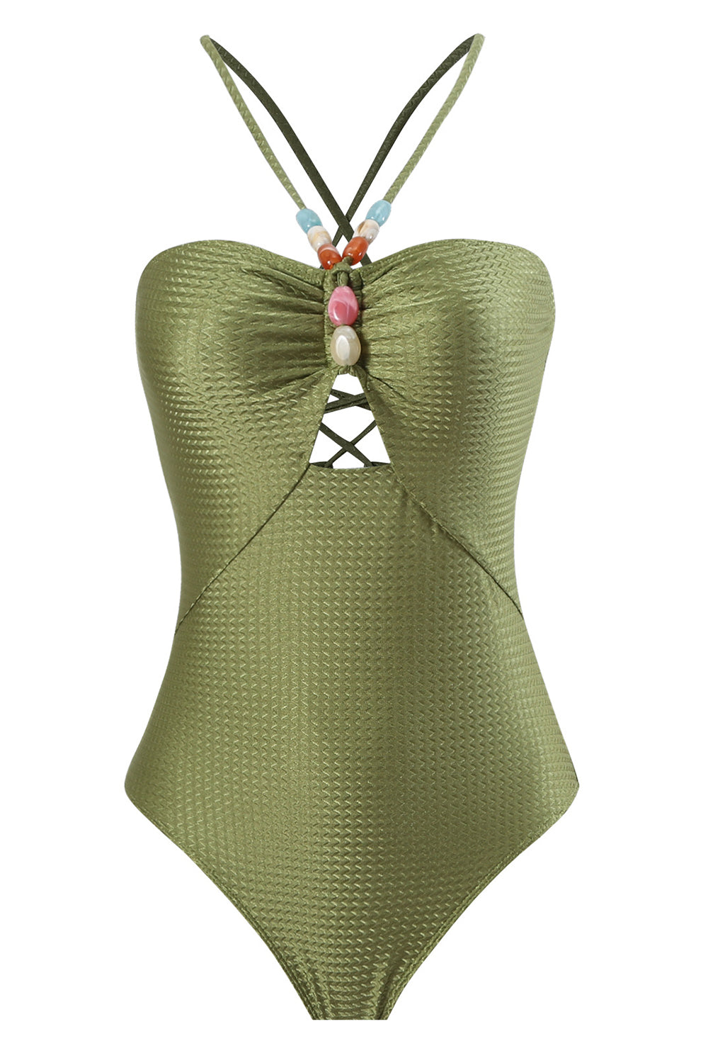 Dusty Green 2-Piece Cut Out Halter Beach Swimwear