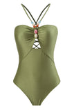 Dusty Green 2-Piece Cut Out Halter Beach Swimwear