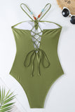 Dusty Green 2-Piece Cut Out Halter Beach Swimwear