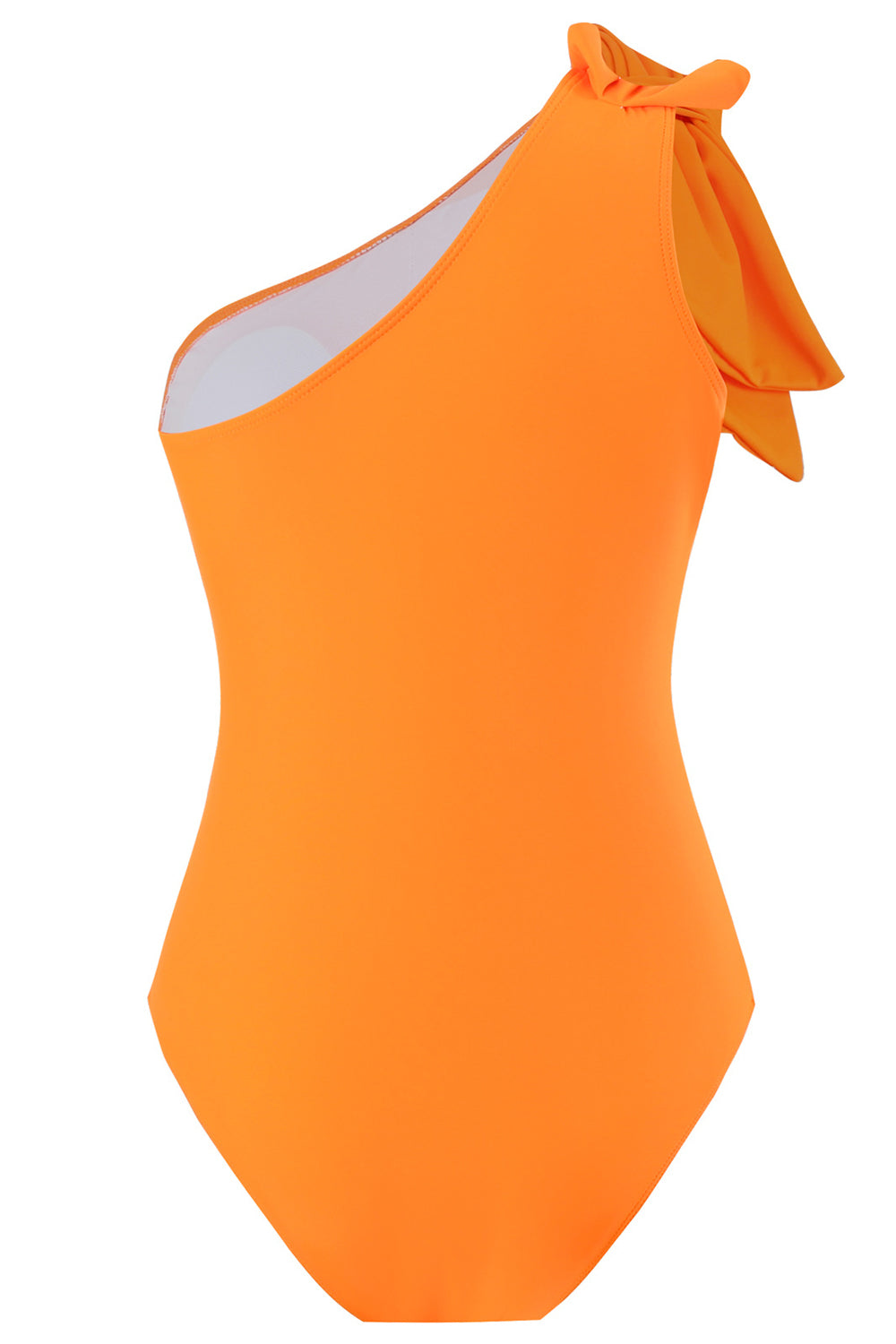 Orange One Piece One Shoulder Ruched Beach Swimwear