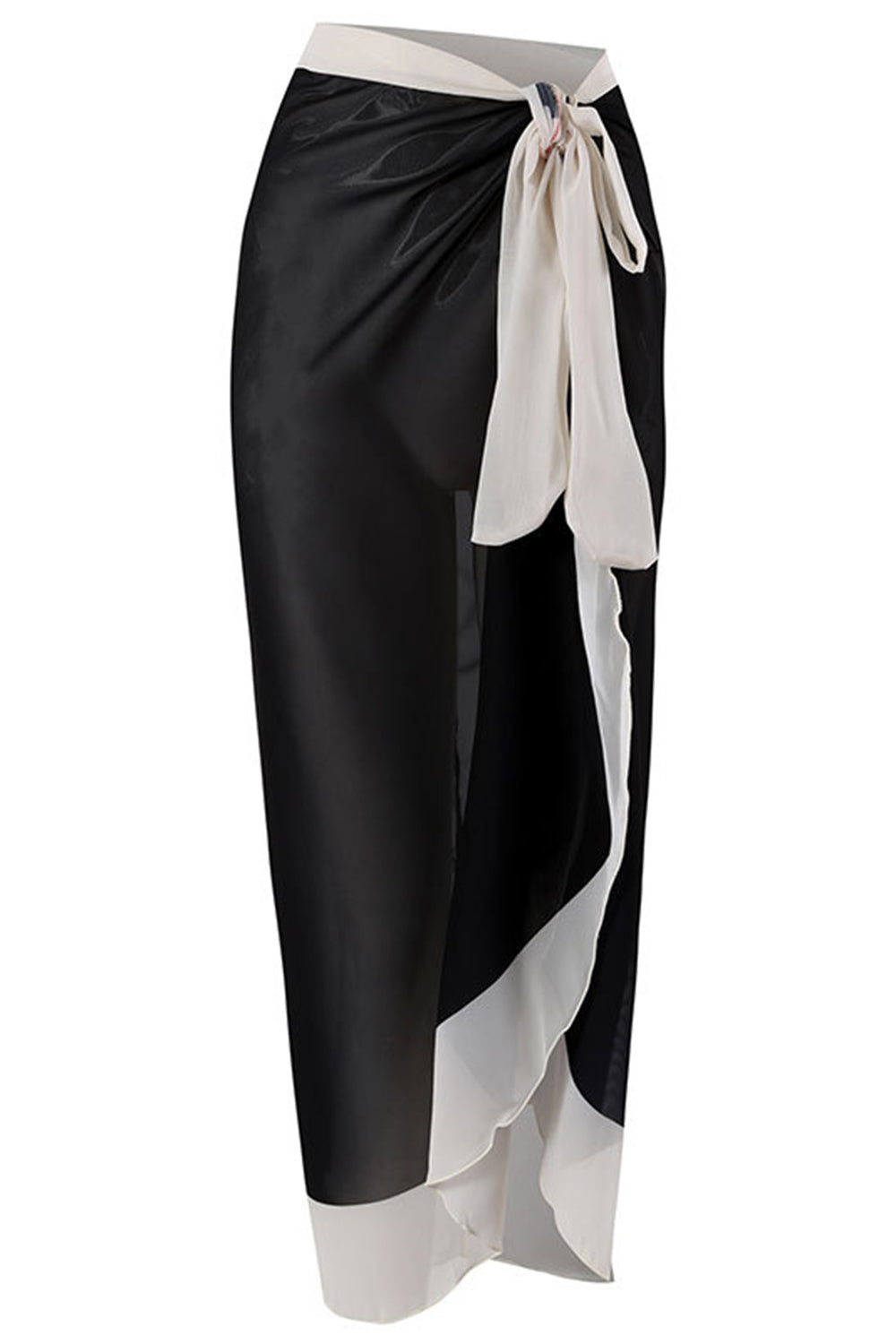 Black White 2-Piece V Neck Beach Swimwear with 3D Flowers