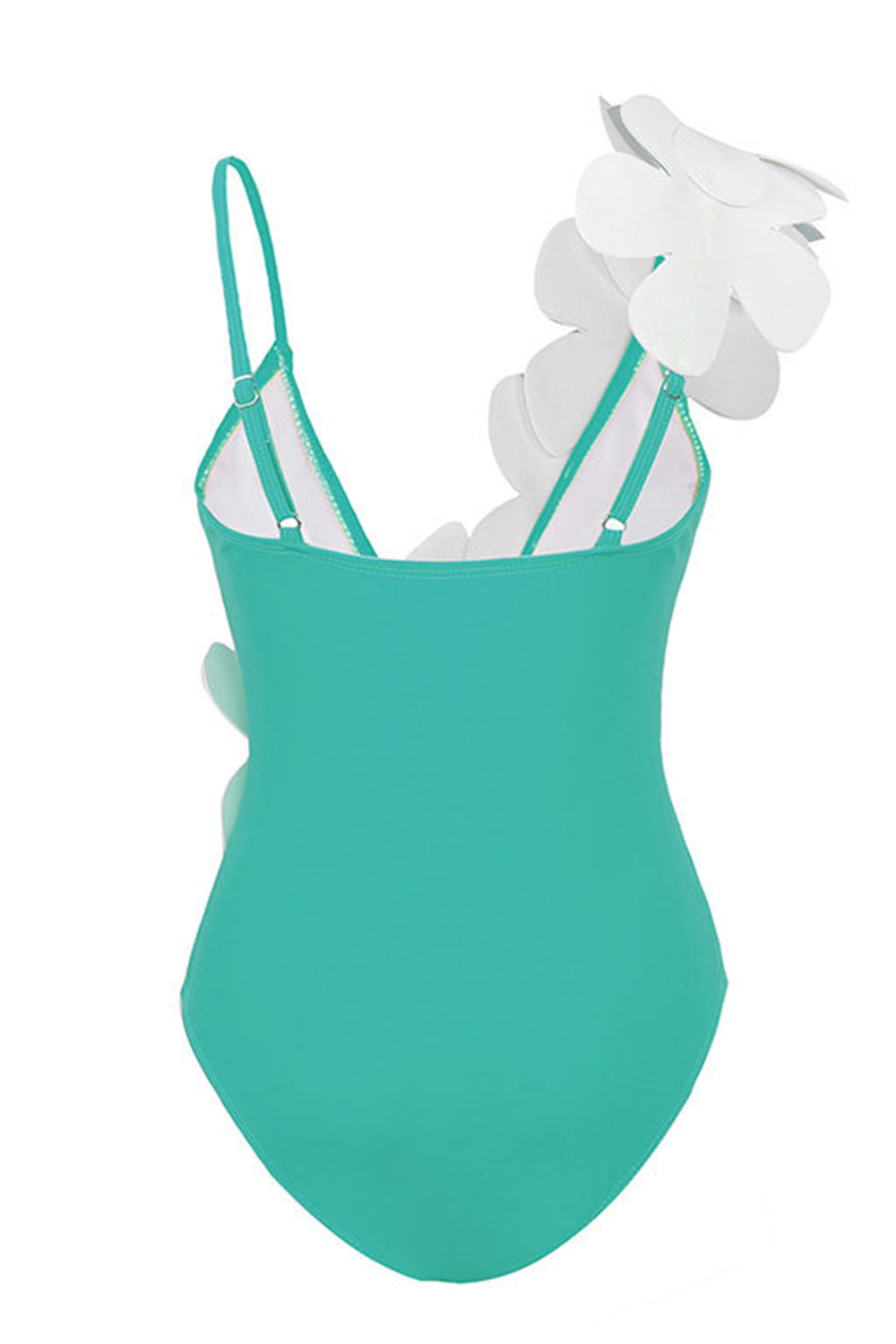 Black White 2-Piece V Neck Beach Swimwear with 3D Flowers