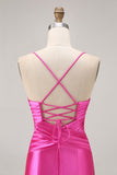 Fuchsia Cut Out Pleated Tight Homecoming Dress with Bow