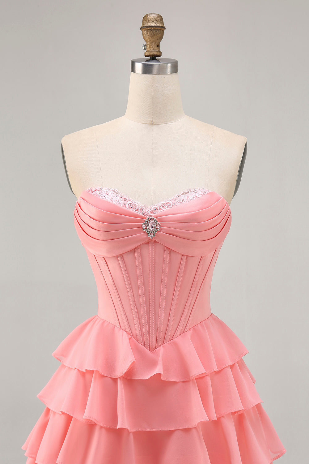 Blush Tiered A Line Strapless Short Homecoming Dress