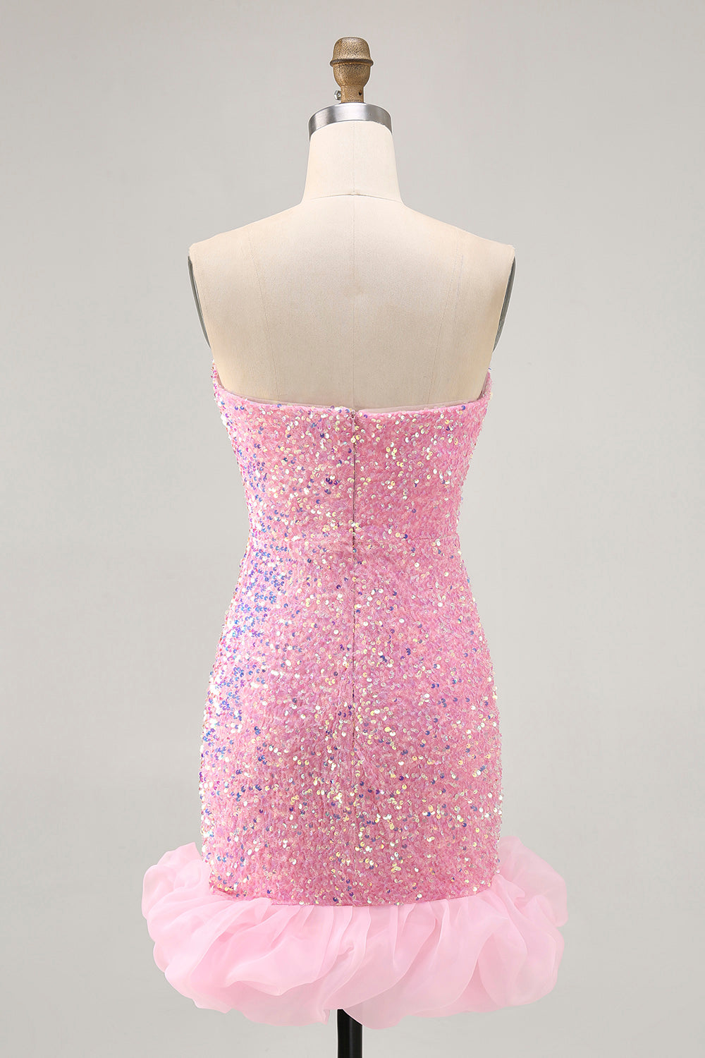 Sparkly Off The Shoulder Pink Sequins Tight Homecoming Dress