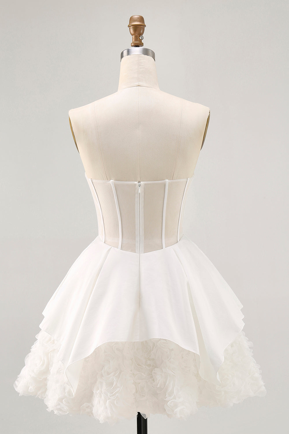 Strapless White Corset A Line Short Homecoming Dress
