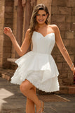Strapless White Corset A Line Short Homecoming Dress