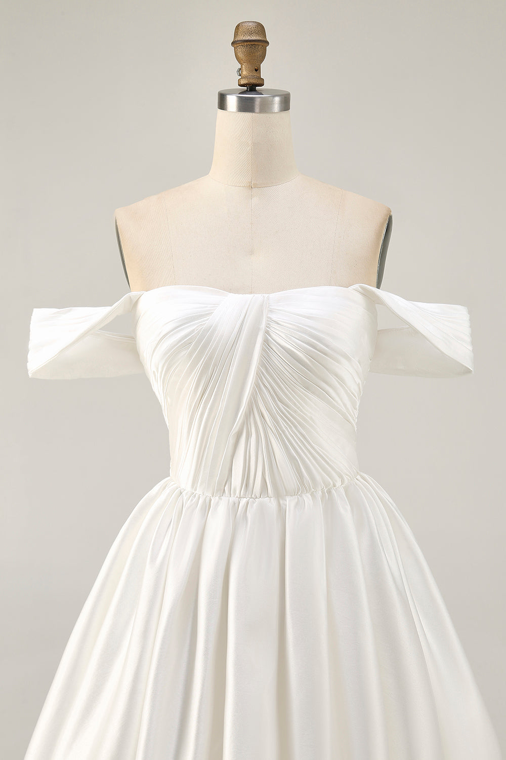 Ruched Off The Shoulder White Short Homecoming Dress