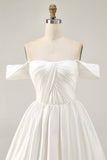 Ruched Off The Shoulder White Short Homecoming Dress