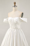 Ruched Off The Shoulder White Short Homecoming Dress