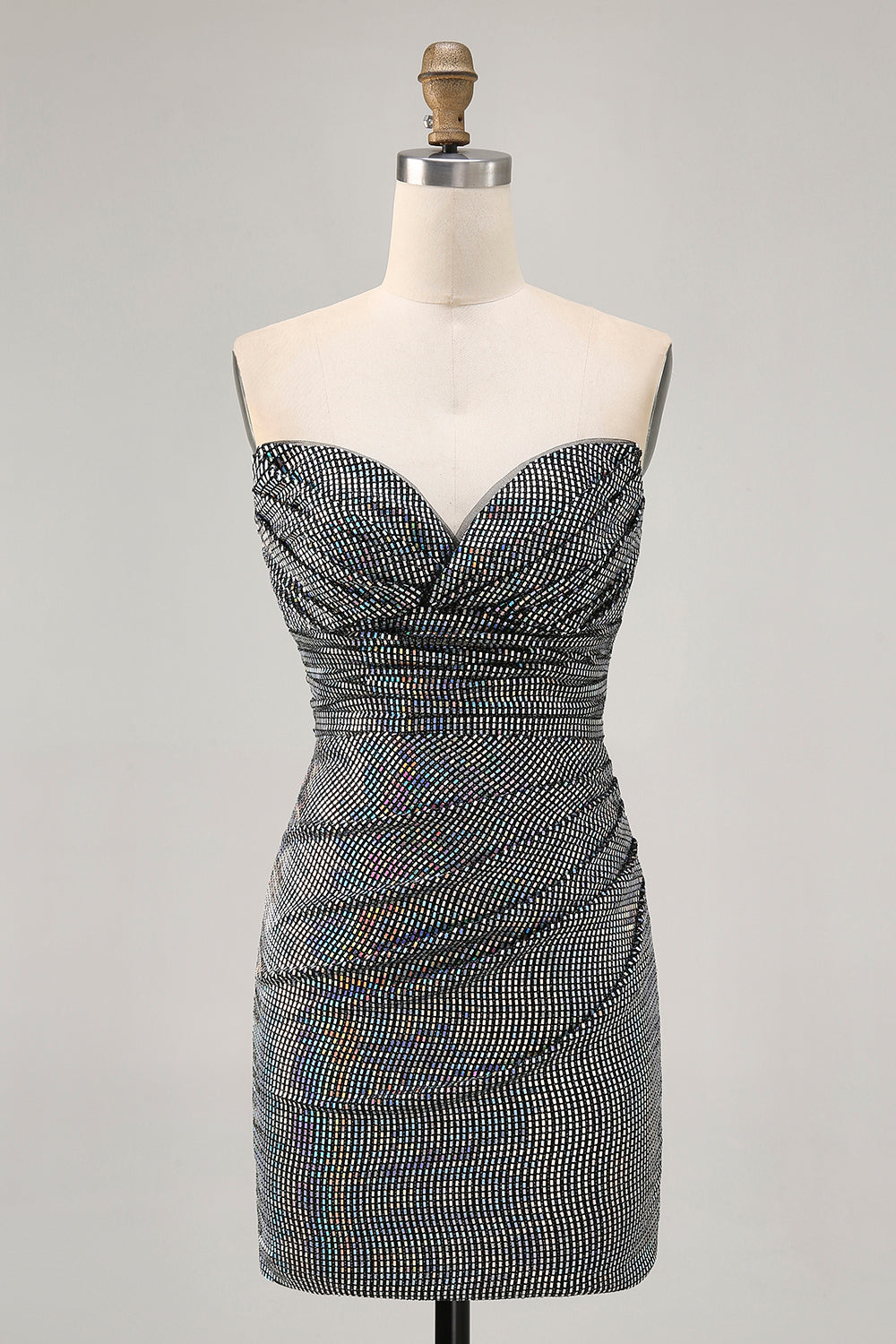 Sparkly Black Strapless Tight Short Homecoming Dress with Sequins