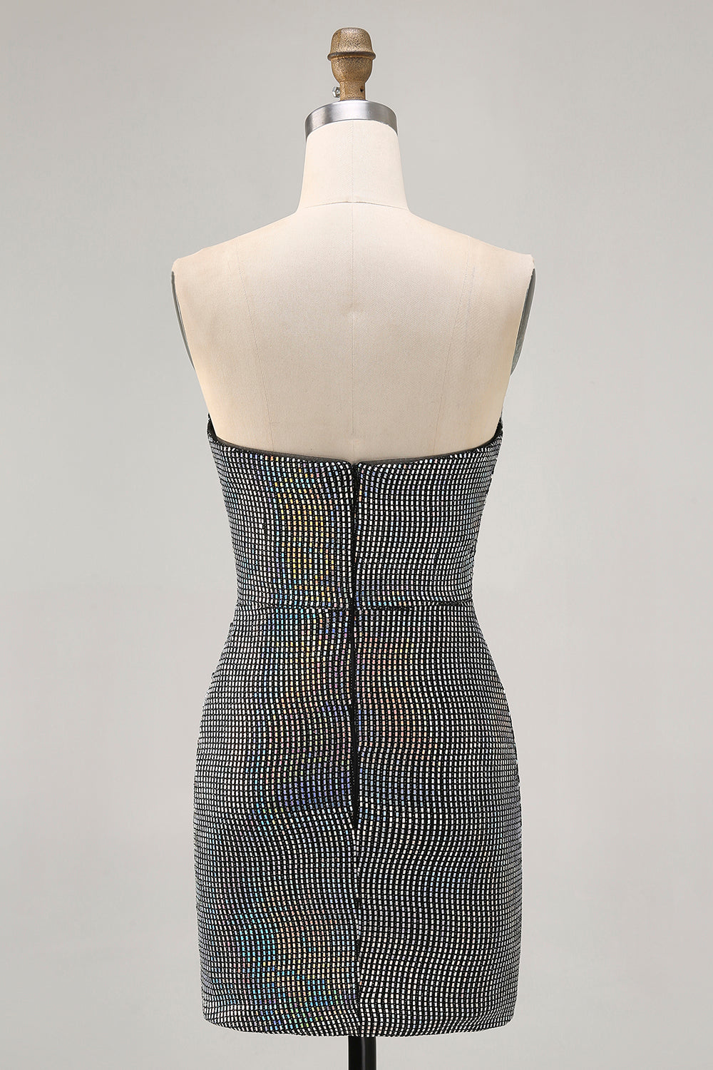 Sparkly Black Strapless Tight Short Homecoming Dress with Sequins