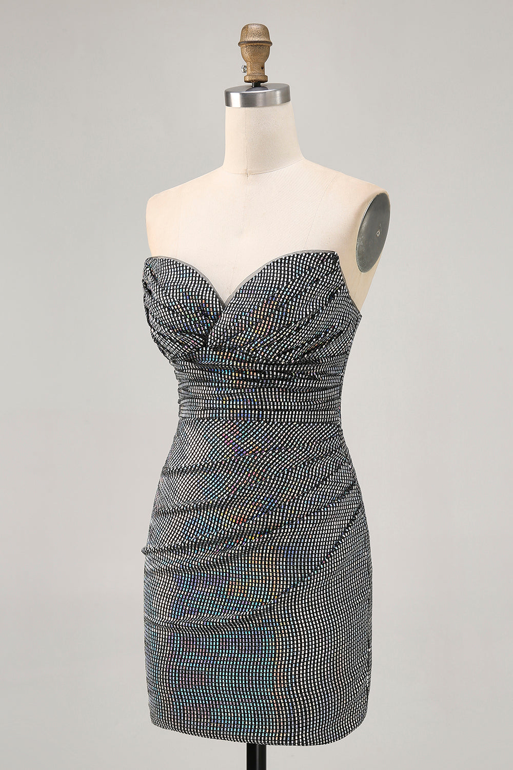 Sparkly Black Strapless Tight Short Homecoming Dress with Sequins