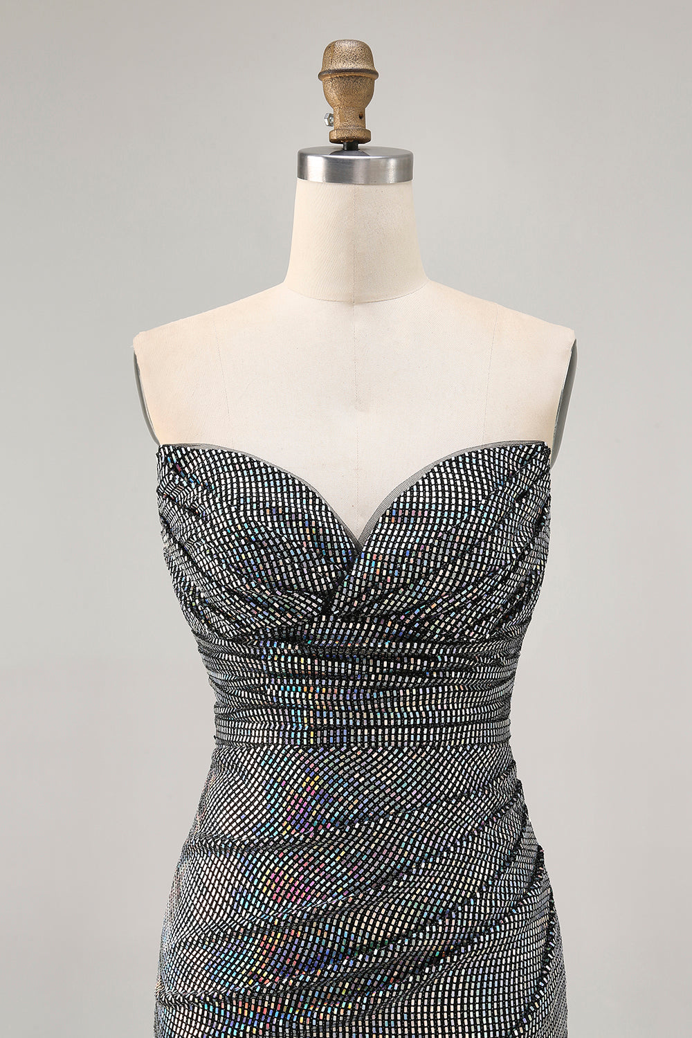 Sparkly Black Strapless Tight Short Homecoming Dress with Sequins