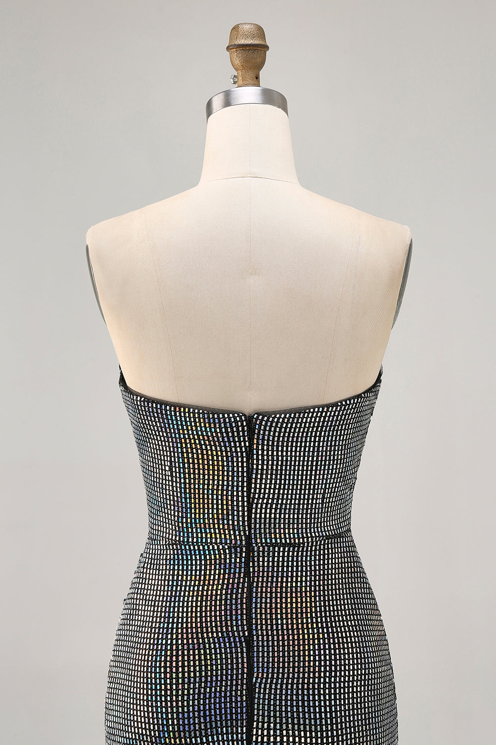 Sparkly Black Strapless Tight Short Homecoming Dress with Sequins