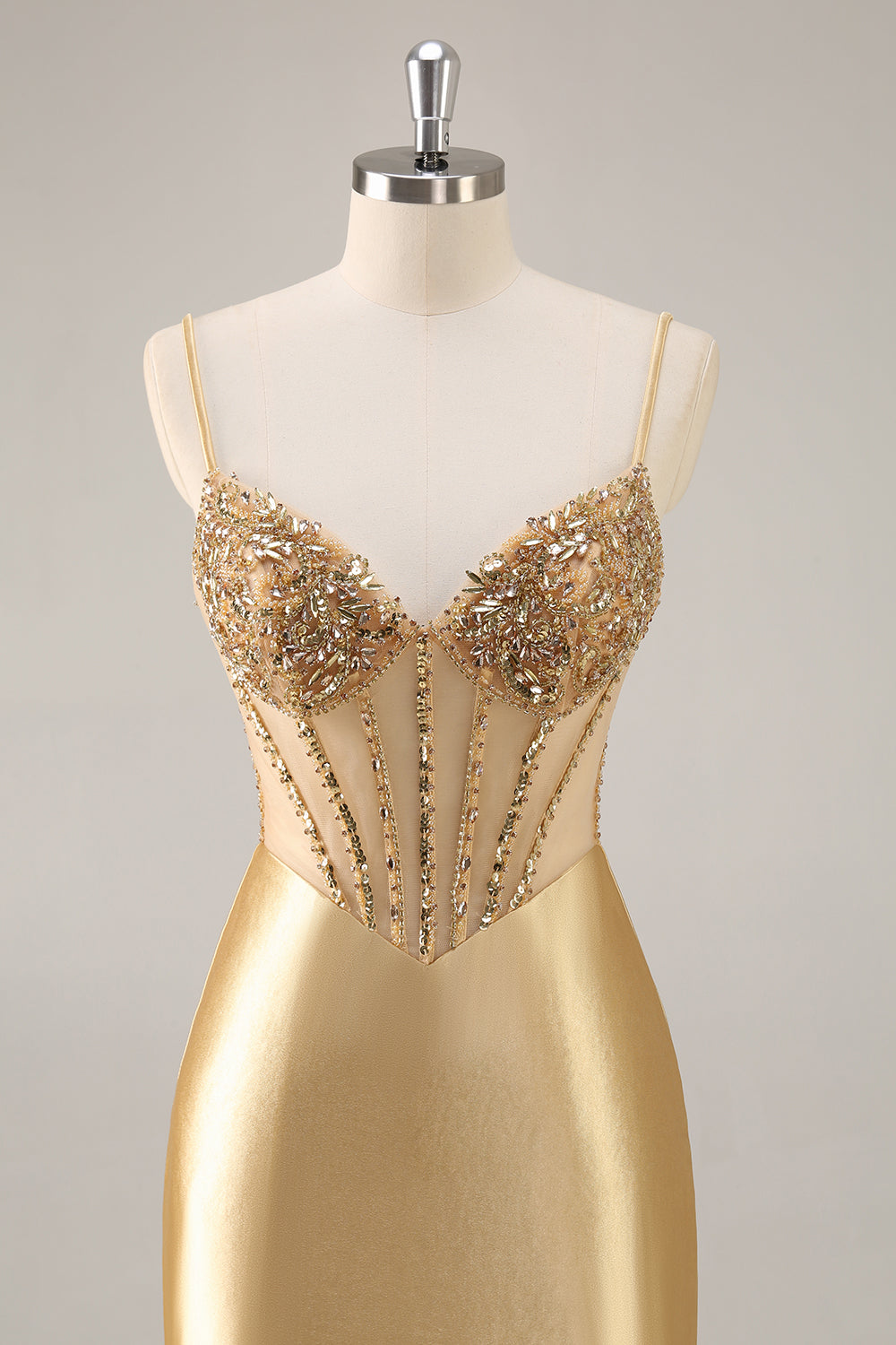 Sparkly Golden Corset Bodycon Beaded Short Cocktail Dress