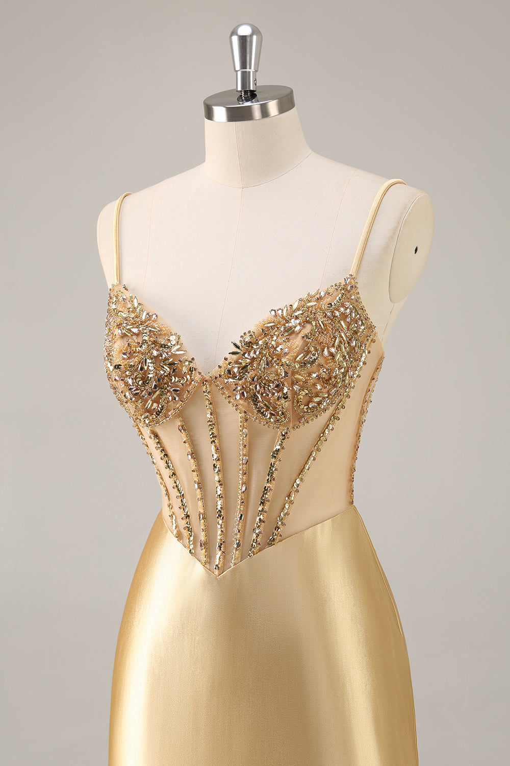 Sparkly Golden Corset Bodycon Beaded Short Cocktail Dress