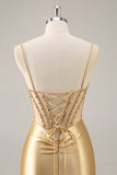 Sparkly Golden Corset Bodycon Beaded Short Cocktail Dress