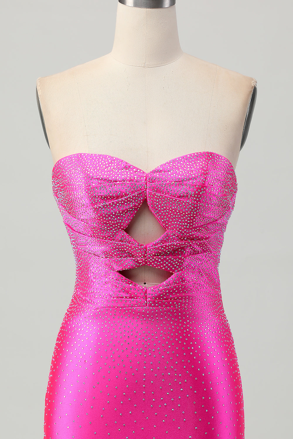 Sparkly Fuchsia Sweetheart Short Bodycon Cocktail Dress with Beading