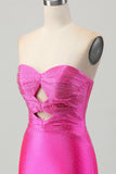 Sparkly Fuchsia Sweetheart Short Bodycon Cocktail Dress with Beading