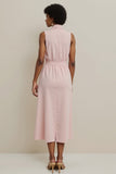 Pink Satin Shawl Lapel Sheath Long Work Dress with Bow