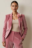 Grey Pink 2 Piece Notched Lapel Women Formal Suits with 3D Flower