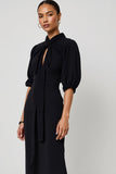 Black Sheath Half Sleeves Maxi Formal Dress with Keyhole