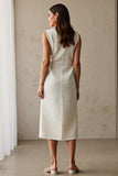 Ivory Boat Neck Sheath Long Work Dress