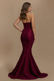 Sparkly Burgundy Halter Mermaid Long Formal Dress