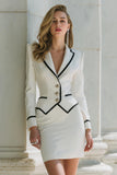 White 2 Pieces Pencil Notched Lapel Short Formal Suits with Sleeves