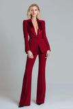 Red 2 Pieces Peak Lapel Women Tuxedo with Sleeves