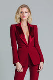 Red 2 Pieces Peak Lapel Women Tuxedo with Sleeves