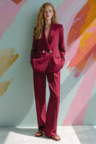 Burgundy Peak Lapel 2 Pieces Women Tuxedo with Pockets